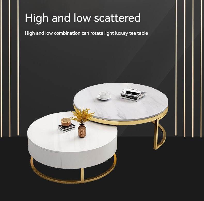 Sicily Collection Round Marble Table Gold Legs | Overlay Olivier