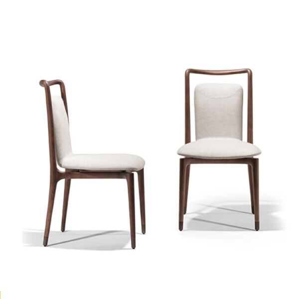 Sicily Collection - Modern Oak&Leather Fabric Dining Chairs, Set of 2 - Image 2